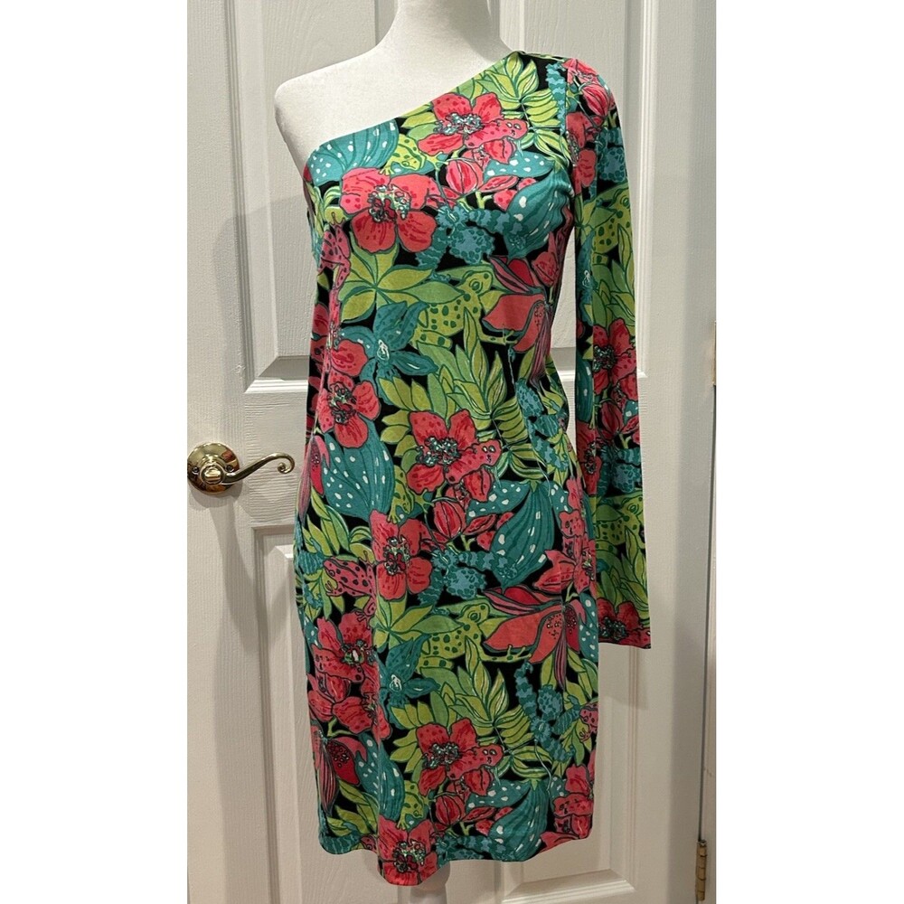 Lilly Pulitzer Silk Blend Floral One Shoulder Dress Size M